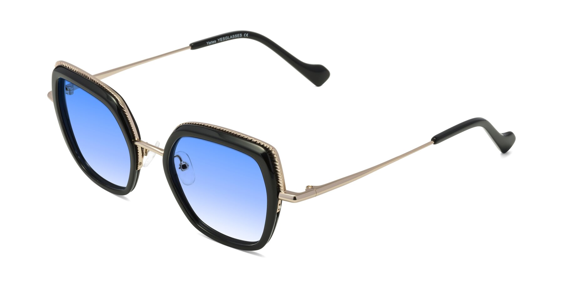 Angle of Yates in Black-Gold with Blue Gradient Lenses