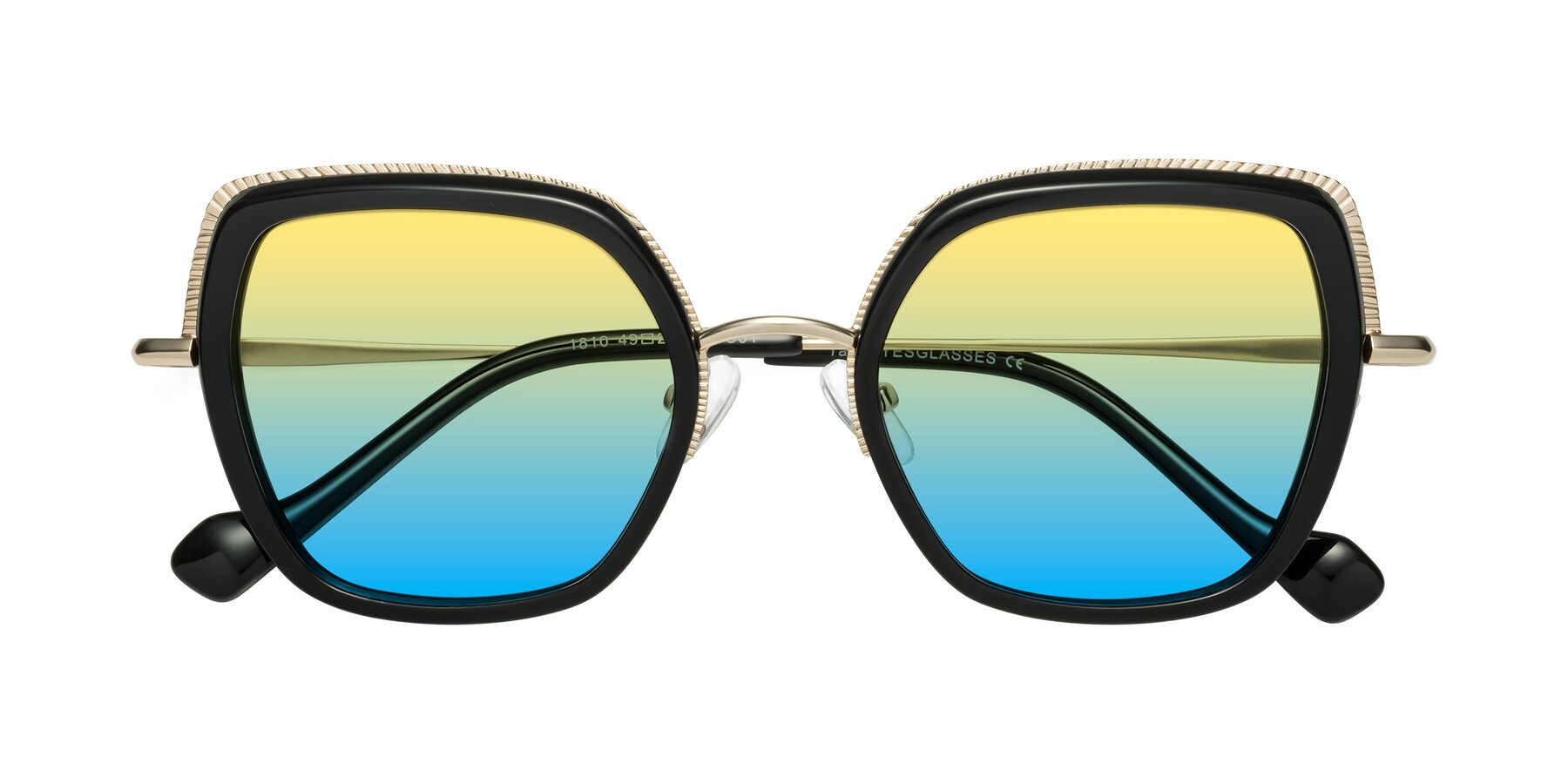 Folded Front of Yates in Black-Gold with Yellow / Blue Gradient Lenses