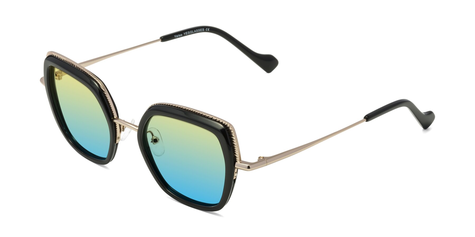 Angle of Yates in Black-Gold with Yellow / Blue Gradient Lenses