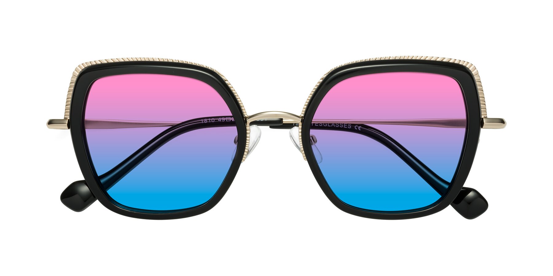 Folded Front of Yates in Black-Gold with Pink / Blue Gradient Lenses