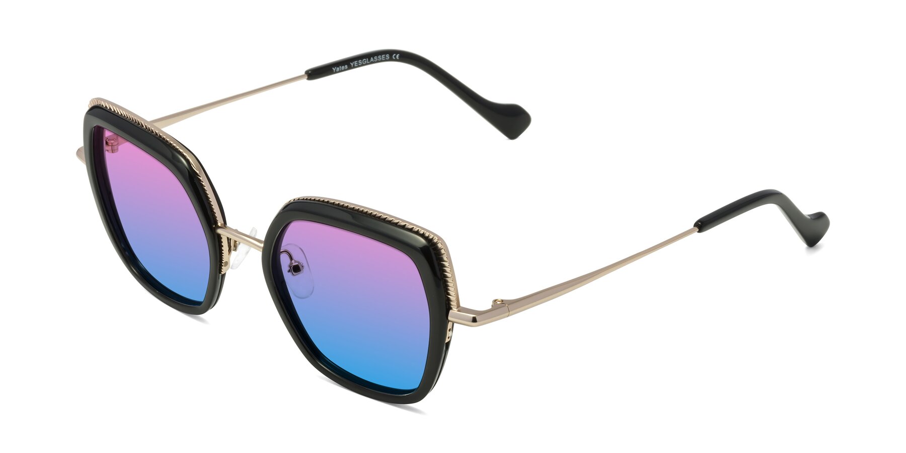 Angle of Yates in Black-Gold with Pink / Blue Gradient Lenses