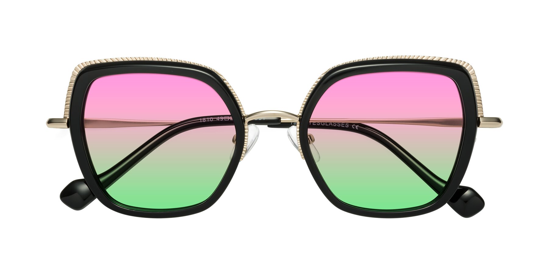Folded Front of Yates in Black-Gold with Pink / Green Gradient Lenses
