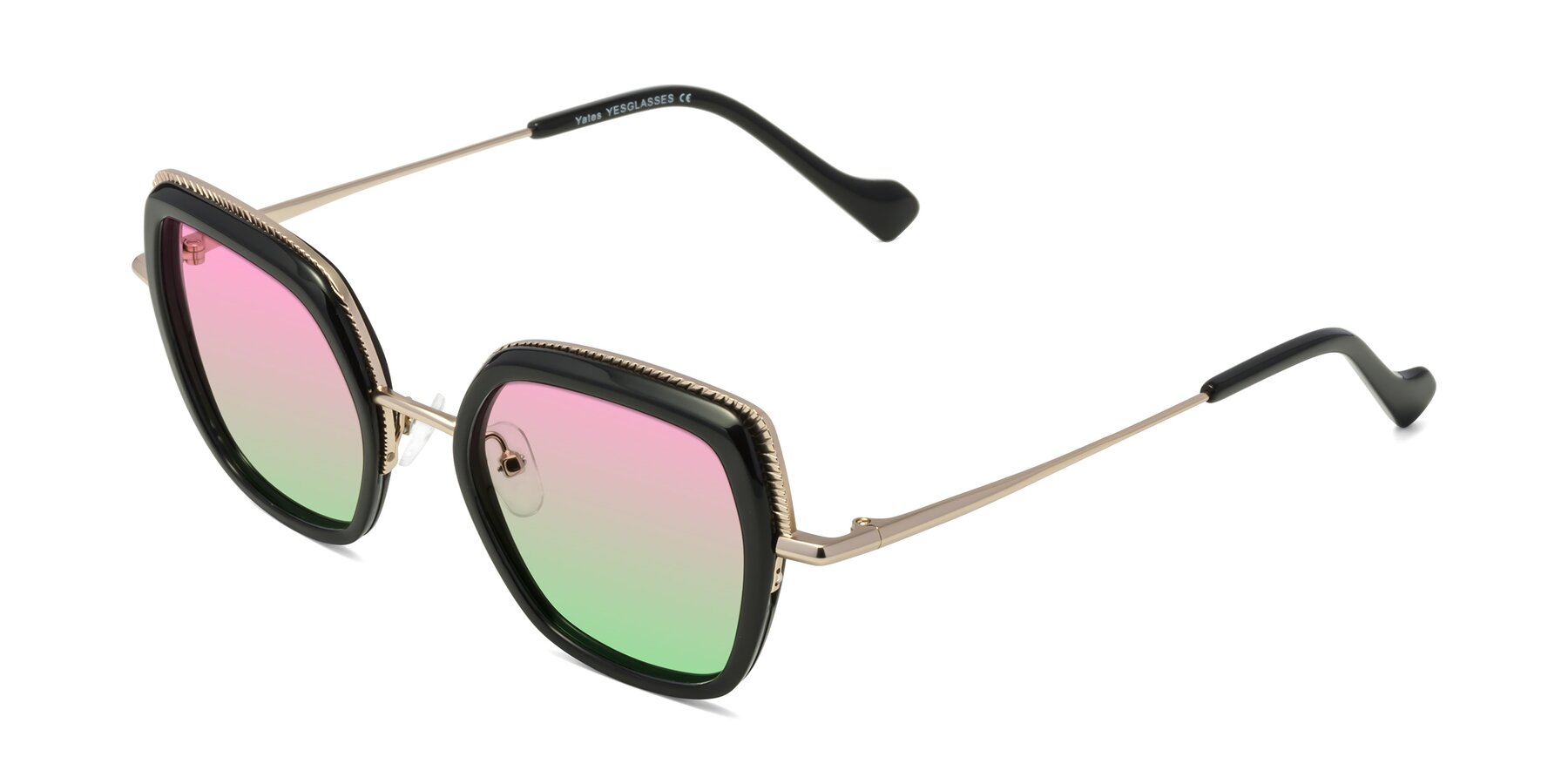 Angle of Yates in Black-Gold with Pink / Green Gradient Lenses