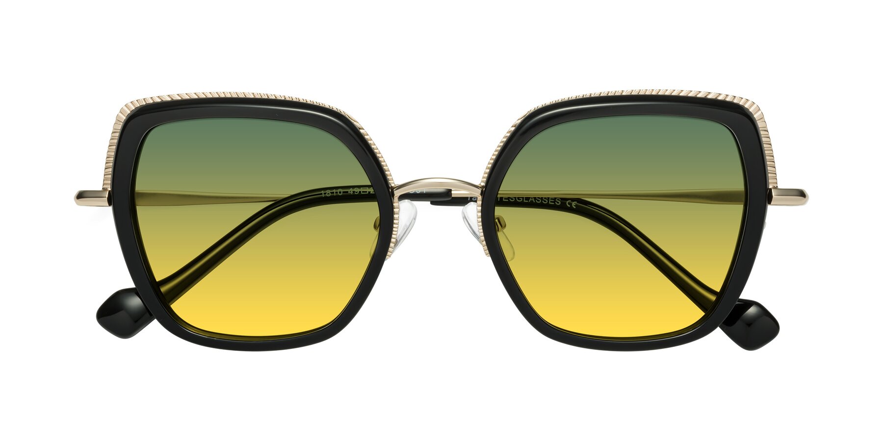 Folded Front of Yates in Black-Gold with Green / Yellow Gradient Lenses