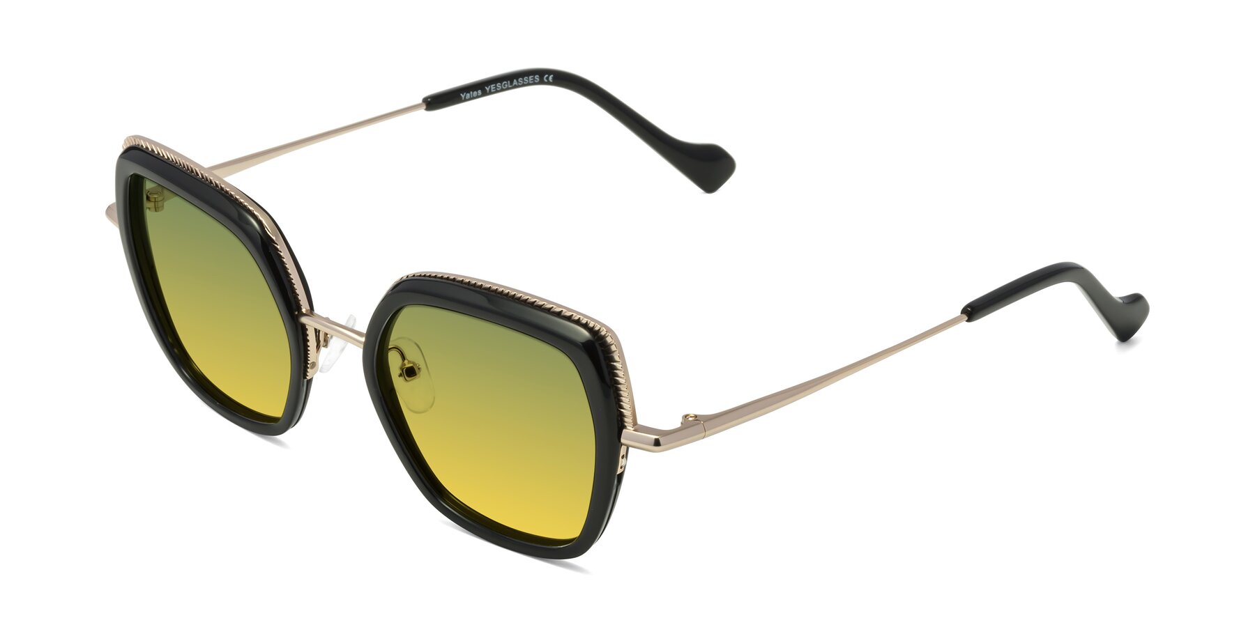 Angle of Yates in Black-Gold with Green / Yellow Gradient Lenses