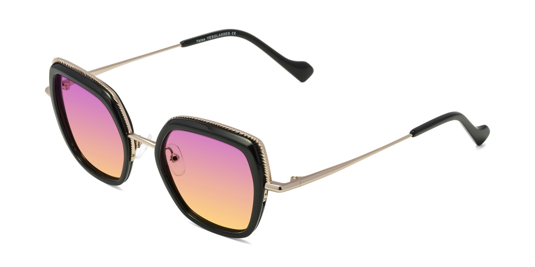 Angle of Yates in Black-Gold with Purple / Yellow Gradient Lenses