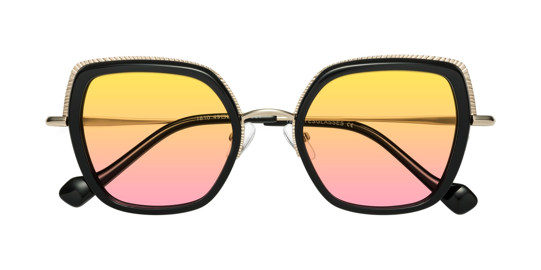 Folded Front of Yates in Black-Gold with Yellow / Pink Gradient Lenses