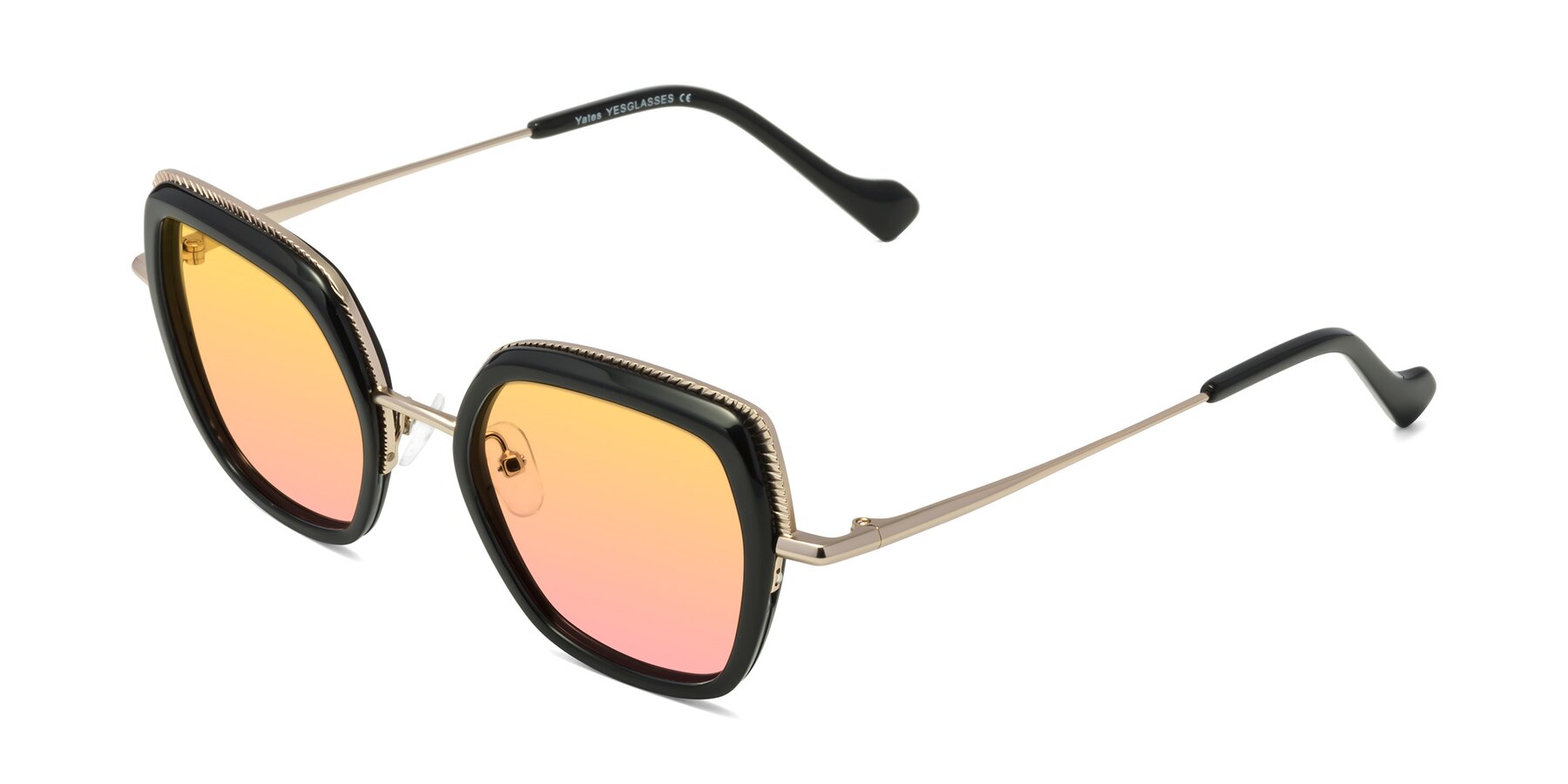 Angle of Yates in Black-Gold with Yellow / Pink Gradient Lenses