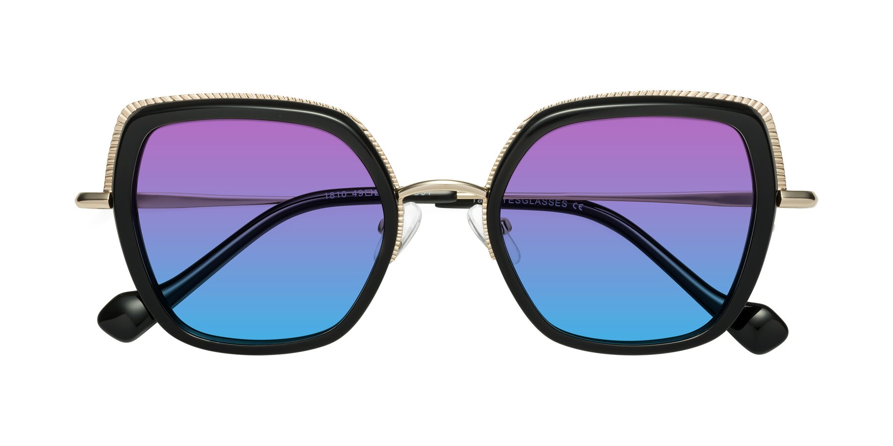 Folded Front of Yates in Black-Gold with Purple / Blue Gradient Lenses