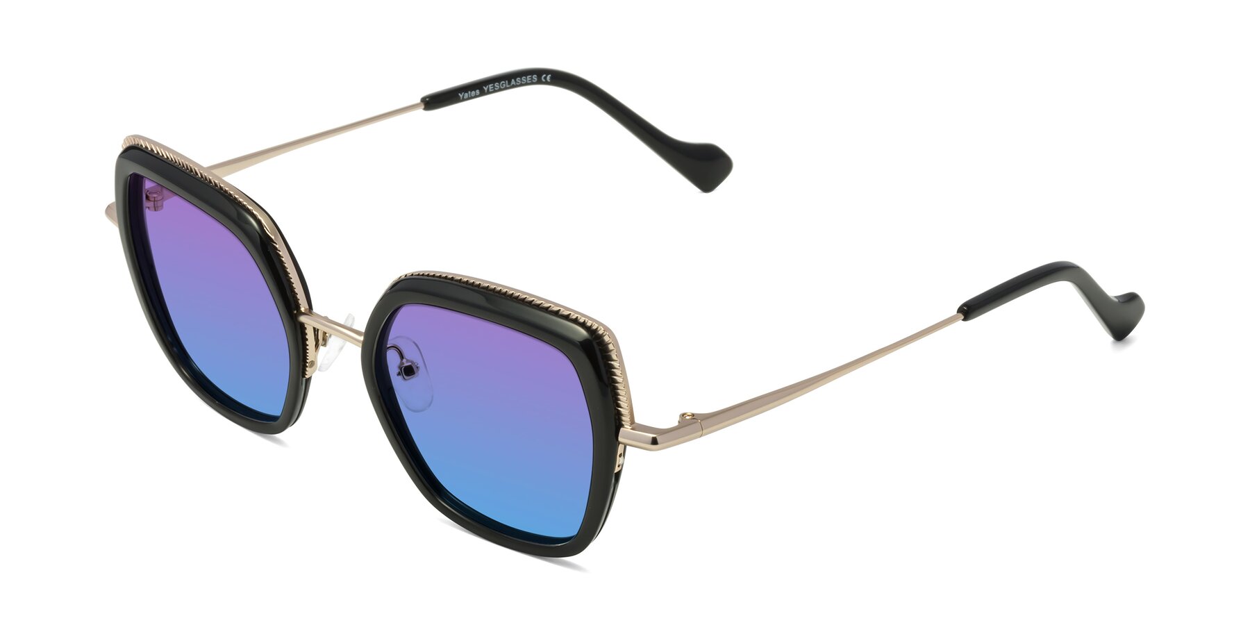Angle of Yates in Black-Gold with Purple / Blue Gradient Lenses
