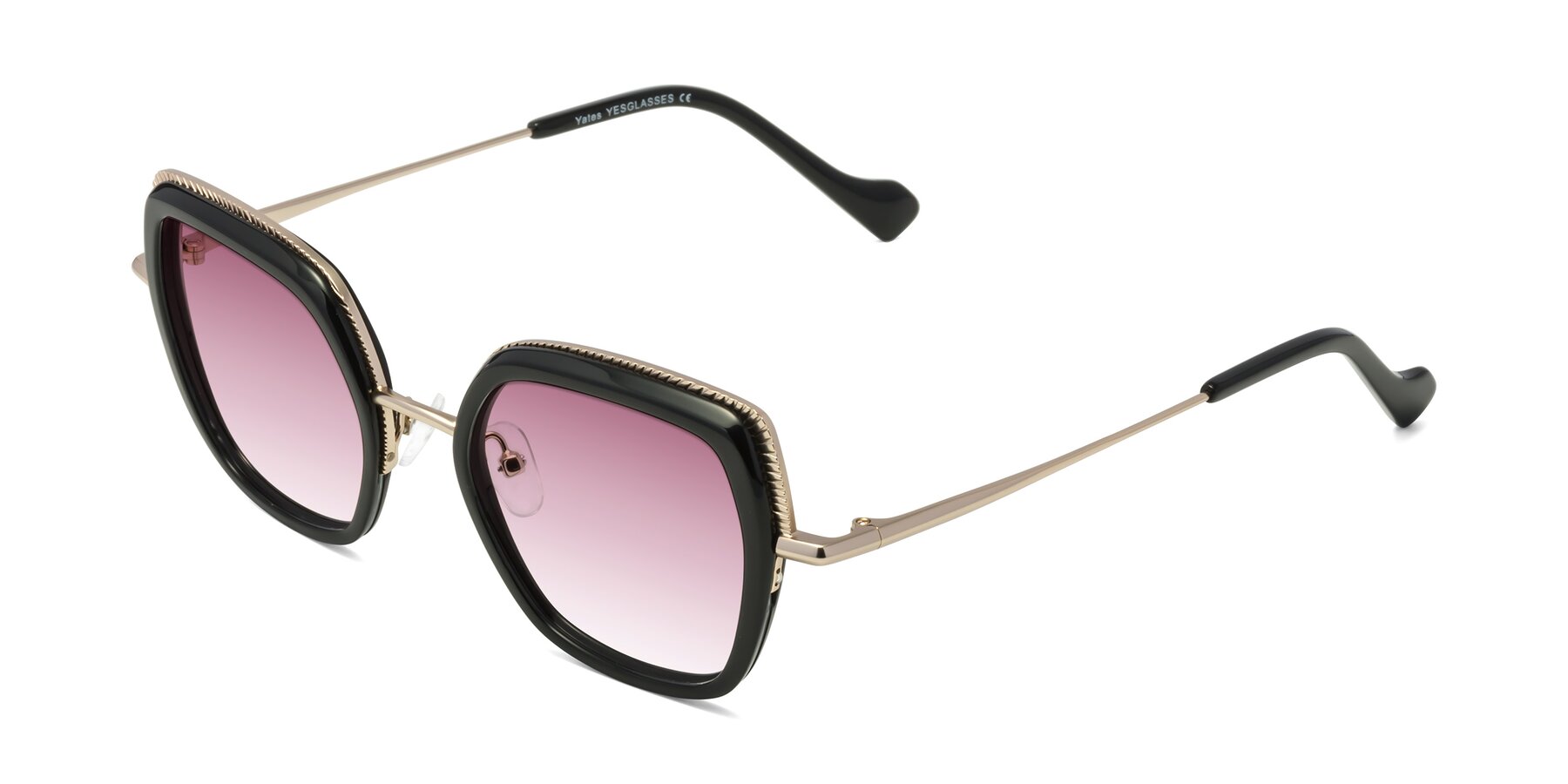 Angle of Yates in Black-Gold with Wine Gradient Lenses