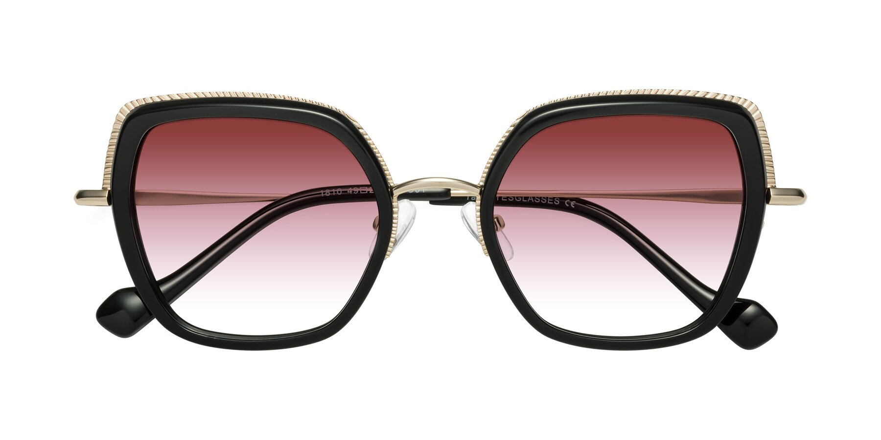 Folded Front of Yates in Black-Gold with Garnet Gradient Lenses