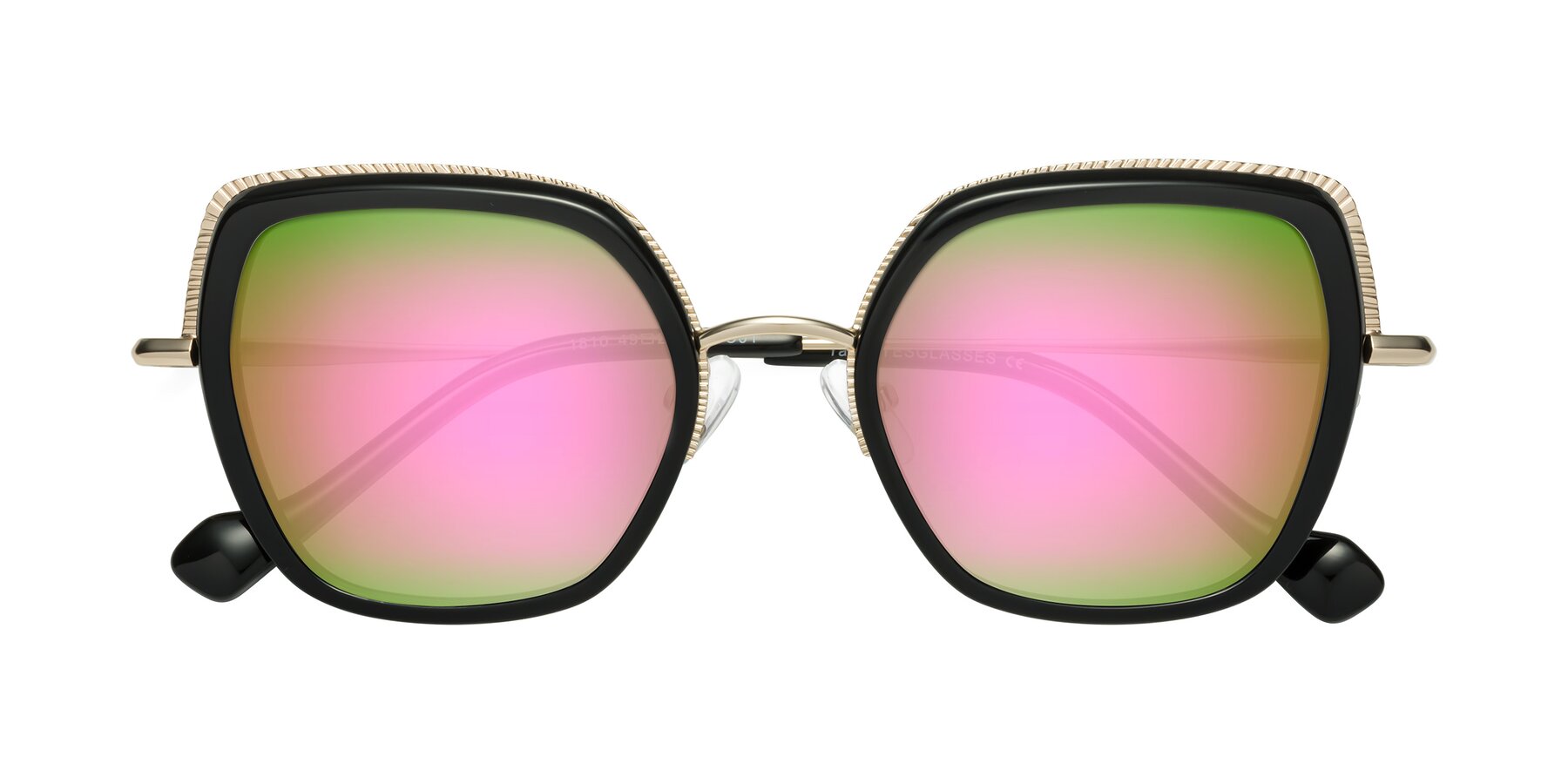 Folded Front of Yates in Black-Gold with Pink Mirrored Lenses