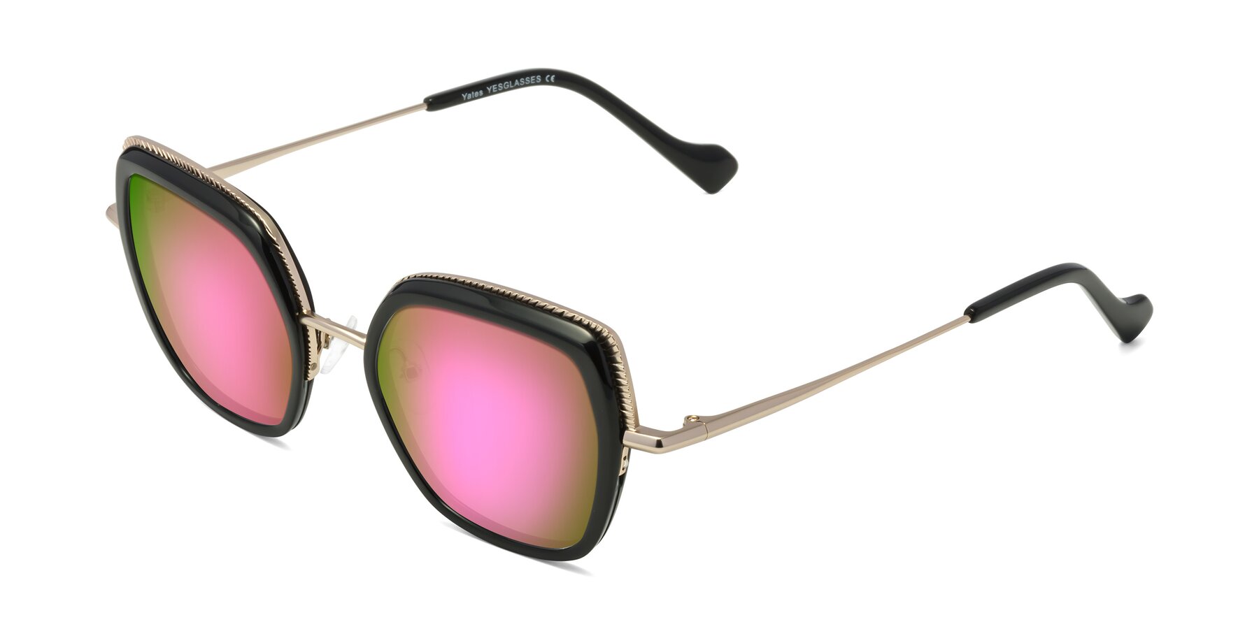 Angle of Yates in Black-Gold with Pink Mirrored Lenses