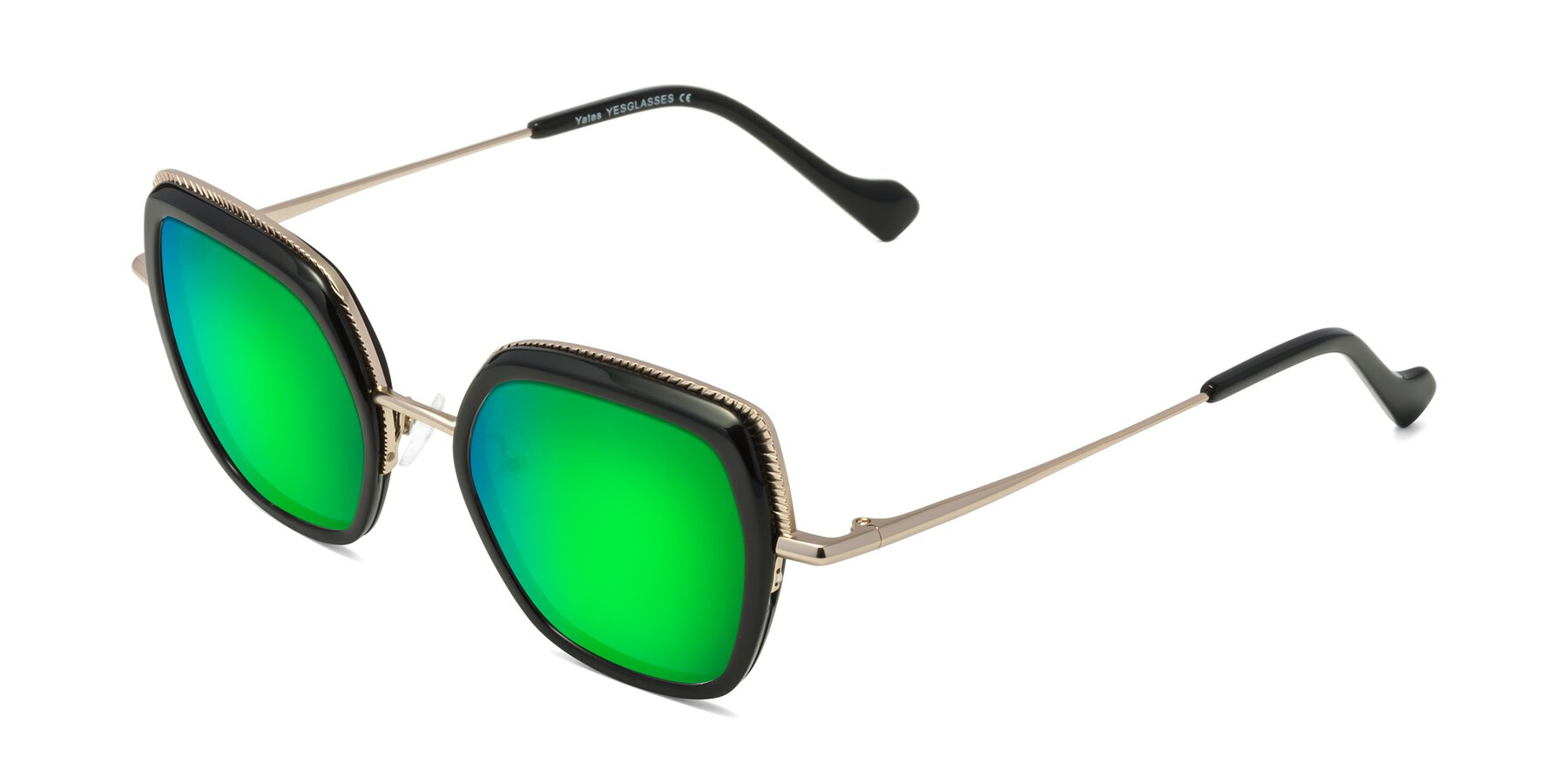 Angle of Yates in Black-Gold with Green Mirrored Lenses