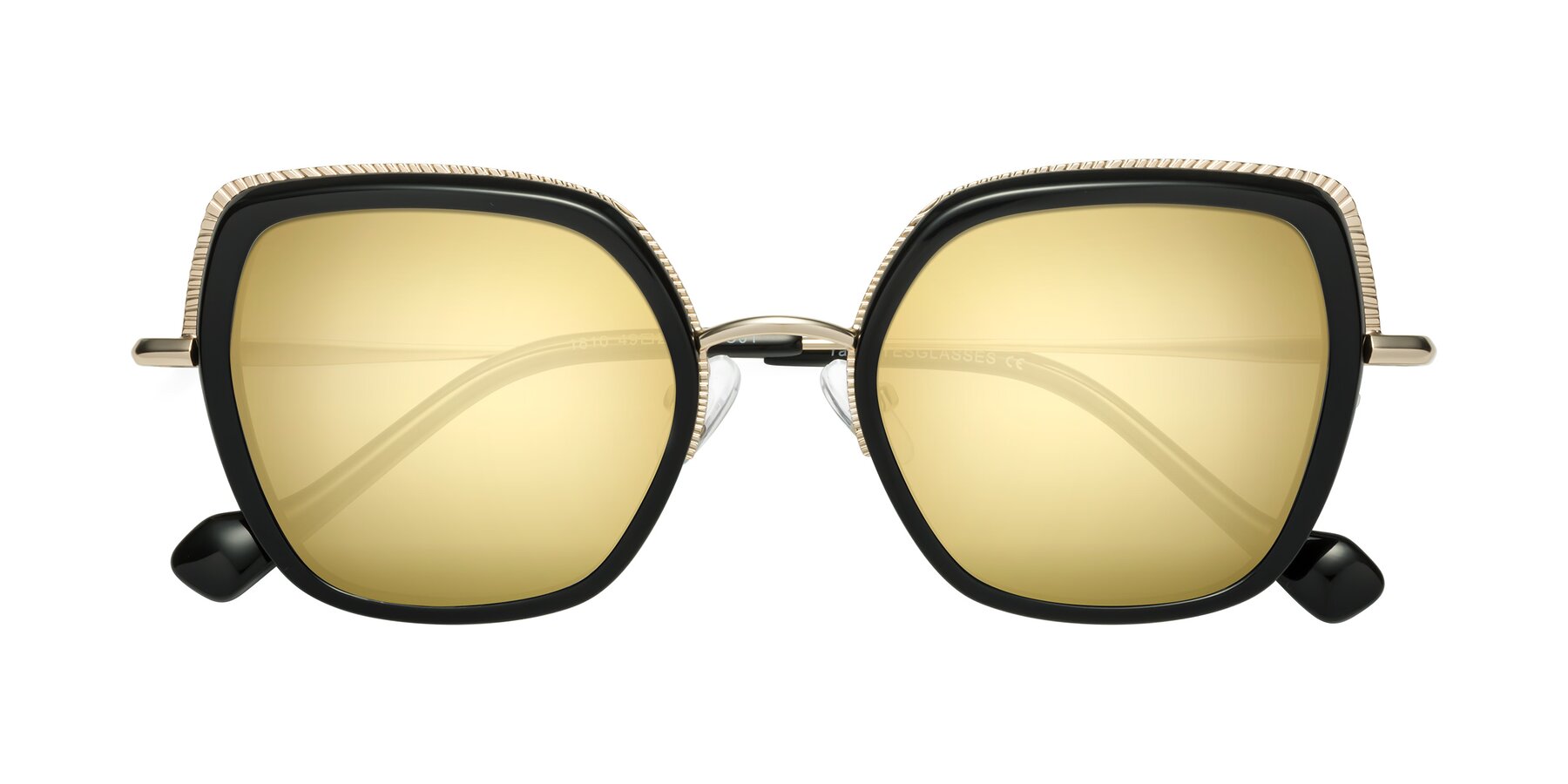 Folded Front of Yates in Black-Gold with Gold Mirrored Lenses