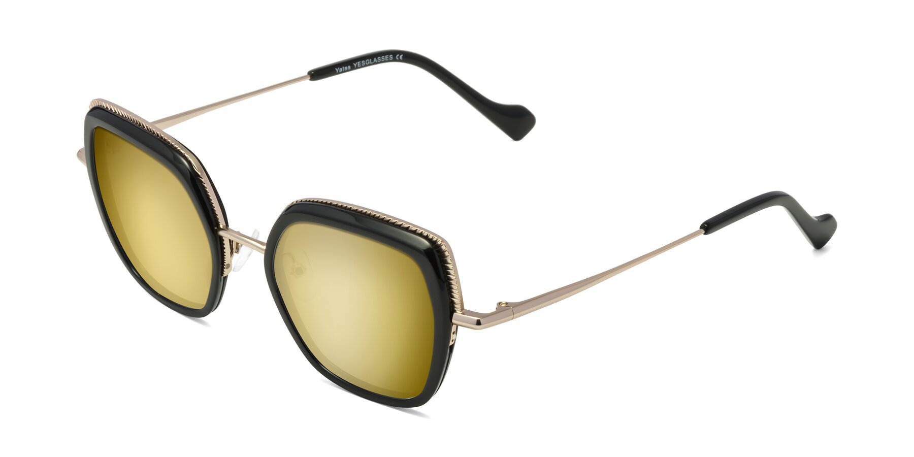 Angle of Yates in Black-Gold with Gold Mirrored Lenses