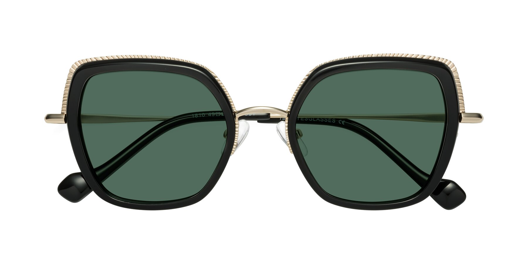 Folded Front of Yates in Black-Gold with Green Polarized Lenses