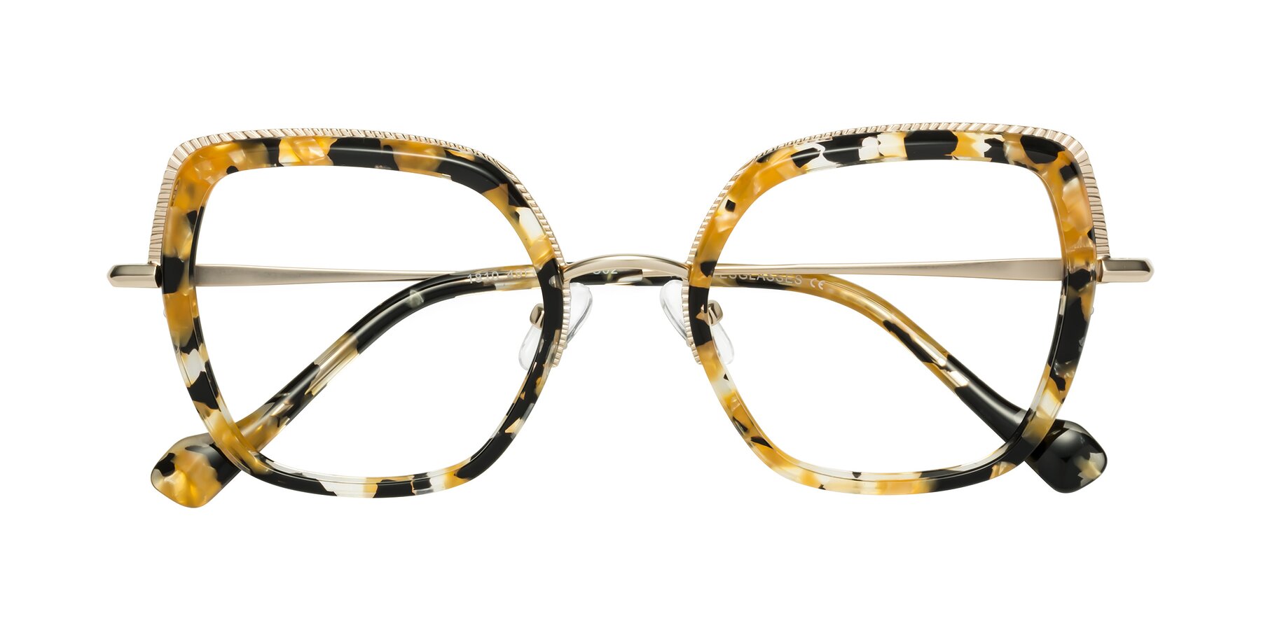 Folded Front of Yates in Yellow Floral-Gold with Clear Blue Light Blocking Lenses