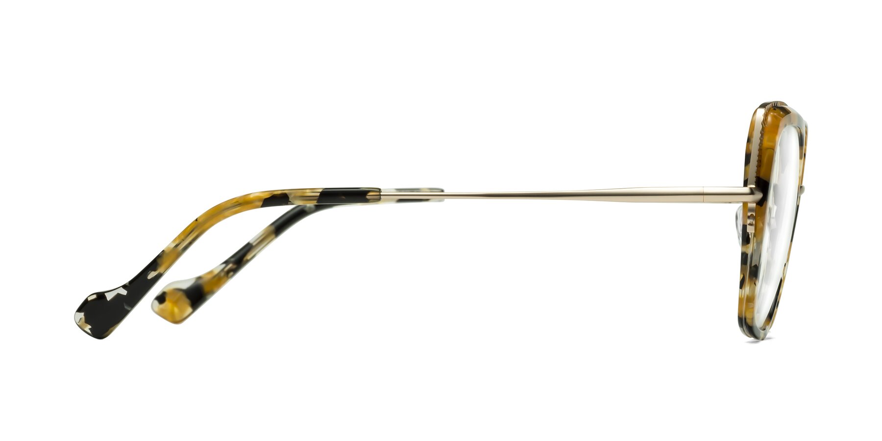 Side of Yates in Yellow Floral-Gold with Clear Blue Light Blocking Lenses