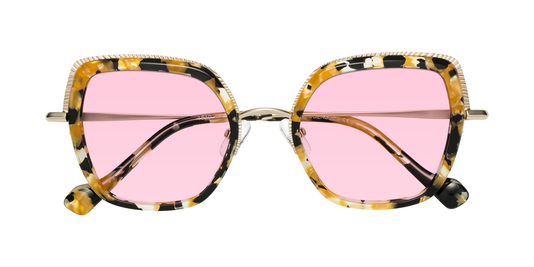 Folded Front of Yates in Yellow Floral-Gold with Light Pink Tinted Lenses