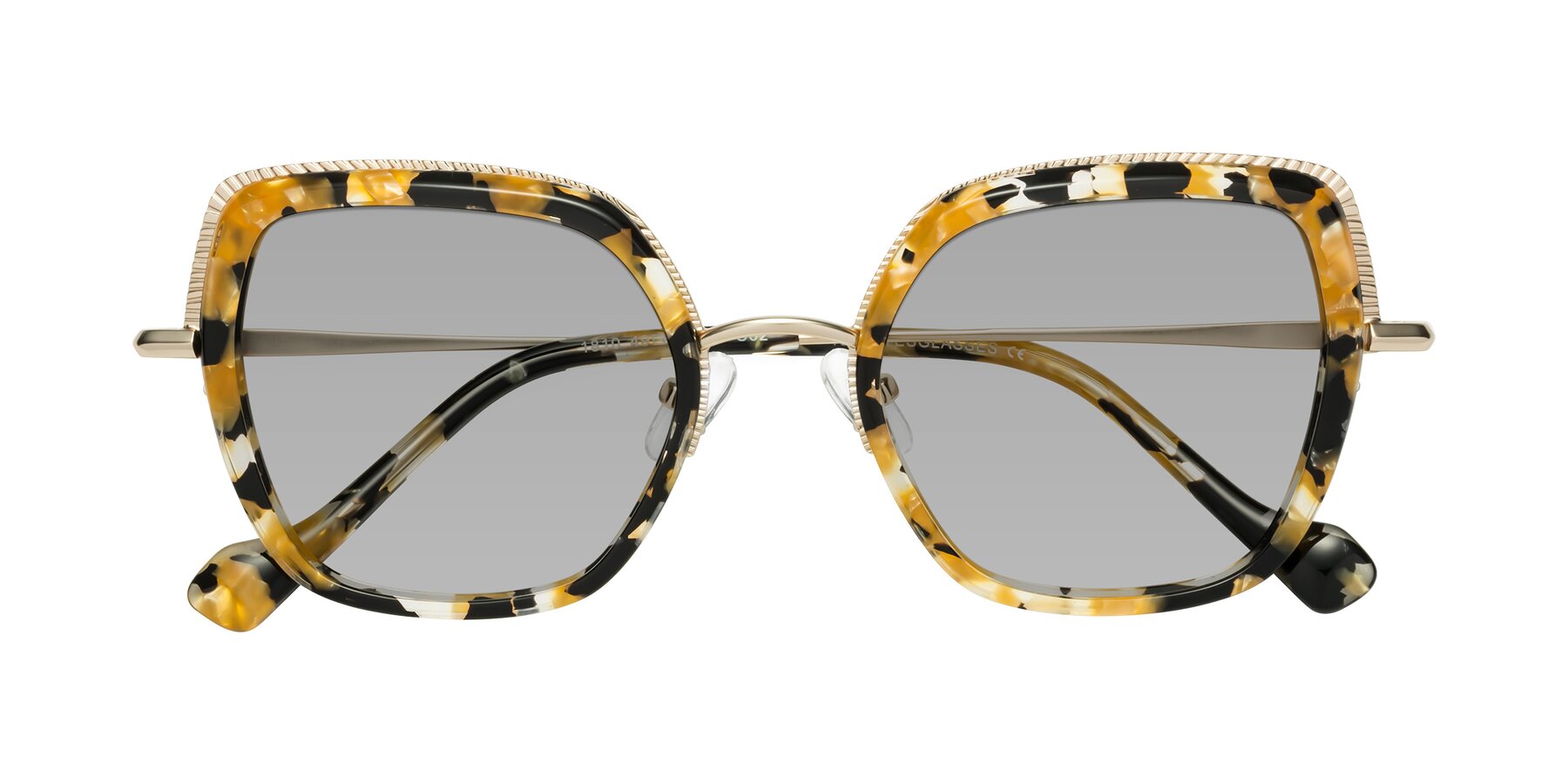 Folded Front of Yates in Yellow Floral-Gold with Light Gray Tinted Lenses