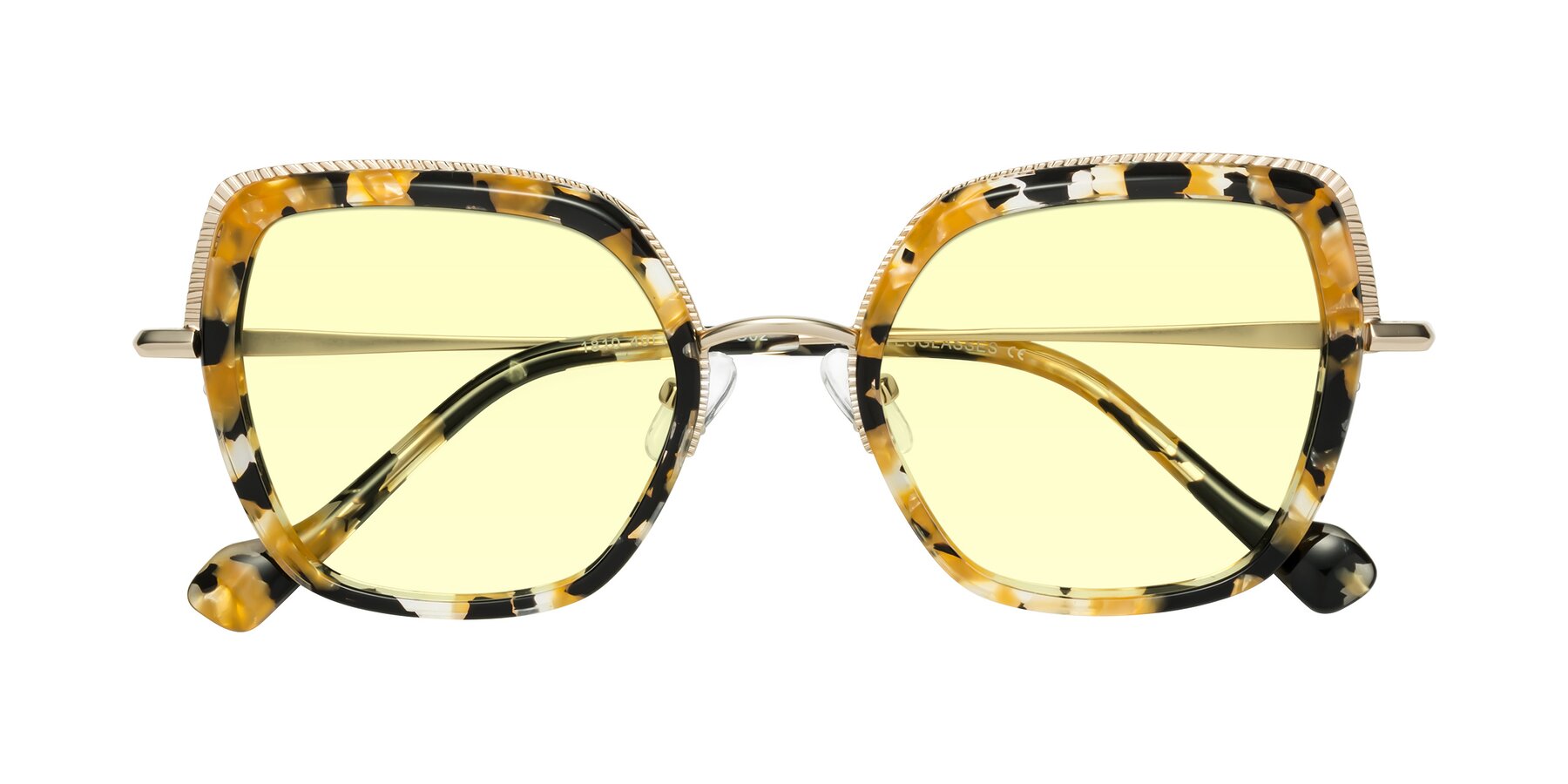 Folded Front of Yates in Yellow Floral-Gold with Light Yellow Tinted Lenses