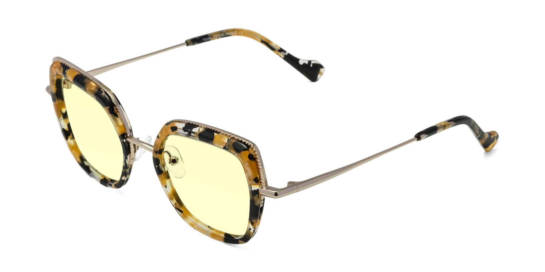 Angle of Yates in Yellow Floral-Gold with Light Yellow Tinted Lenses