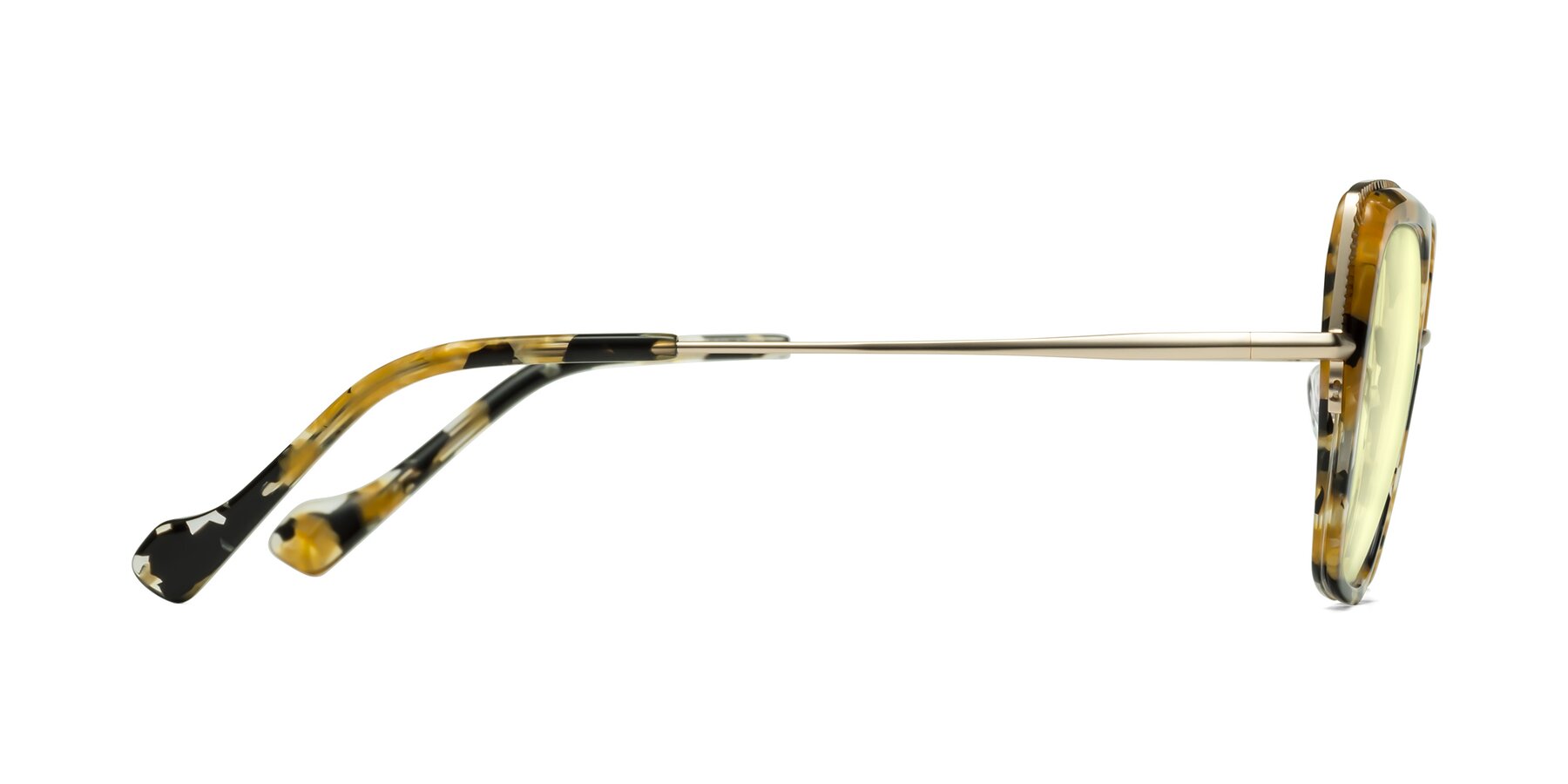 Side of Yates in Yellow Floral-Gold with Light Yellow Tinted Lenses