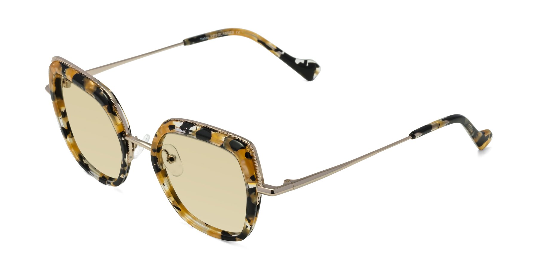 Angle of Yates in Yellow Floral-Gold with Light Champagne Tinted Lenses
