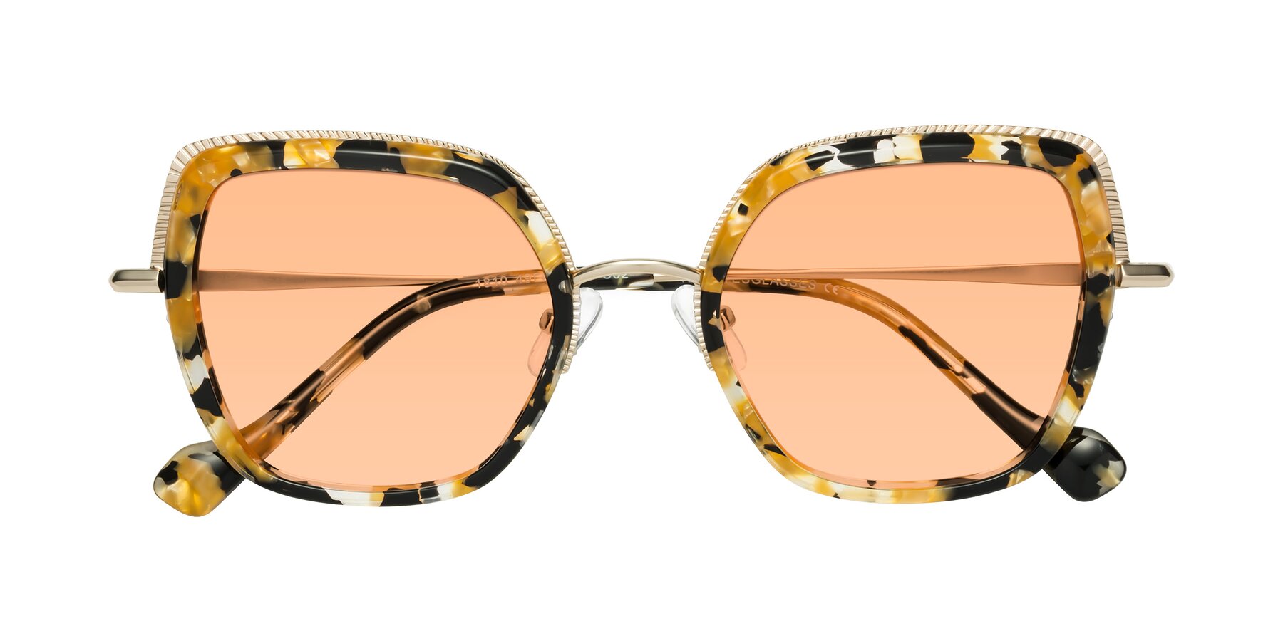 Folded Front of Yates in Yellow Floral-Gold with Light Orange Tinted Lenses