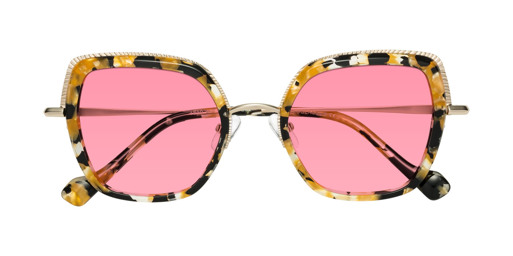 Folded Front of Yates in Yellow Floral-Gold with Pink Tinted Lenses