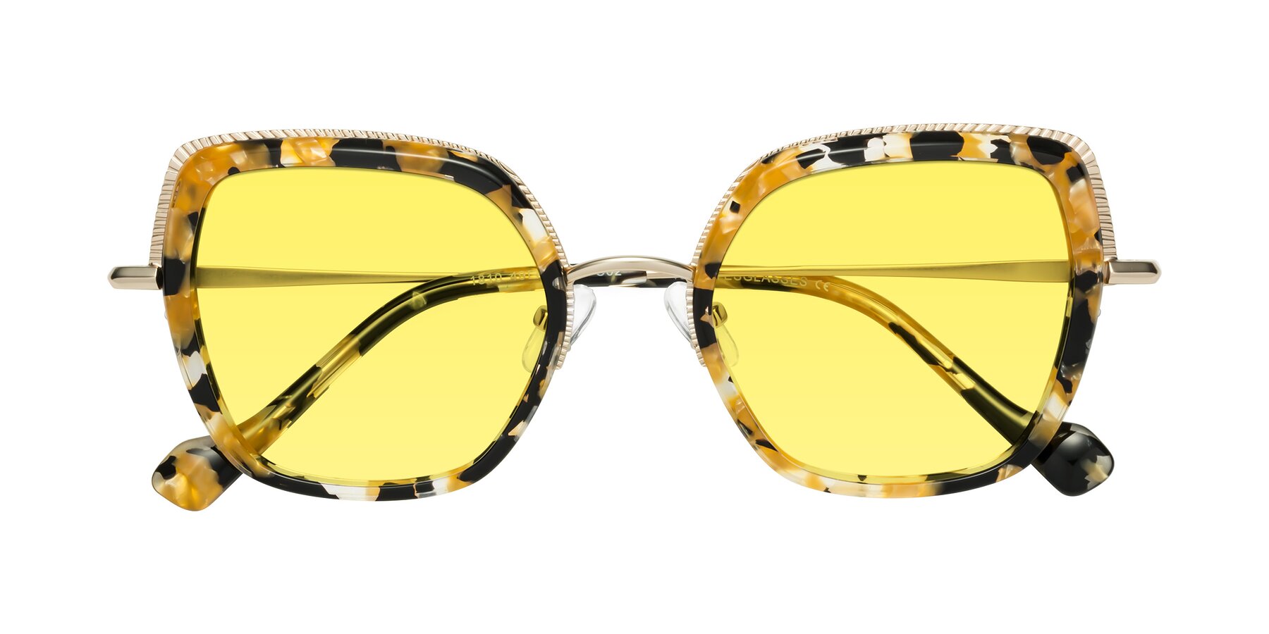 Folded Front of Yates in Yellow Floral-Gold with Medium Yellow Tinted Lenses
