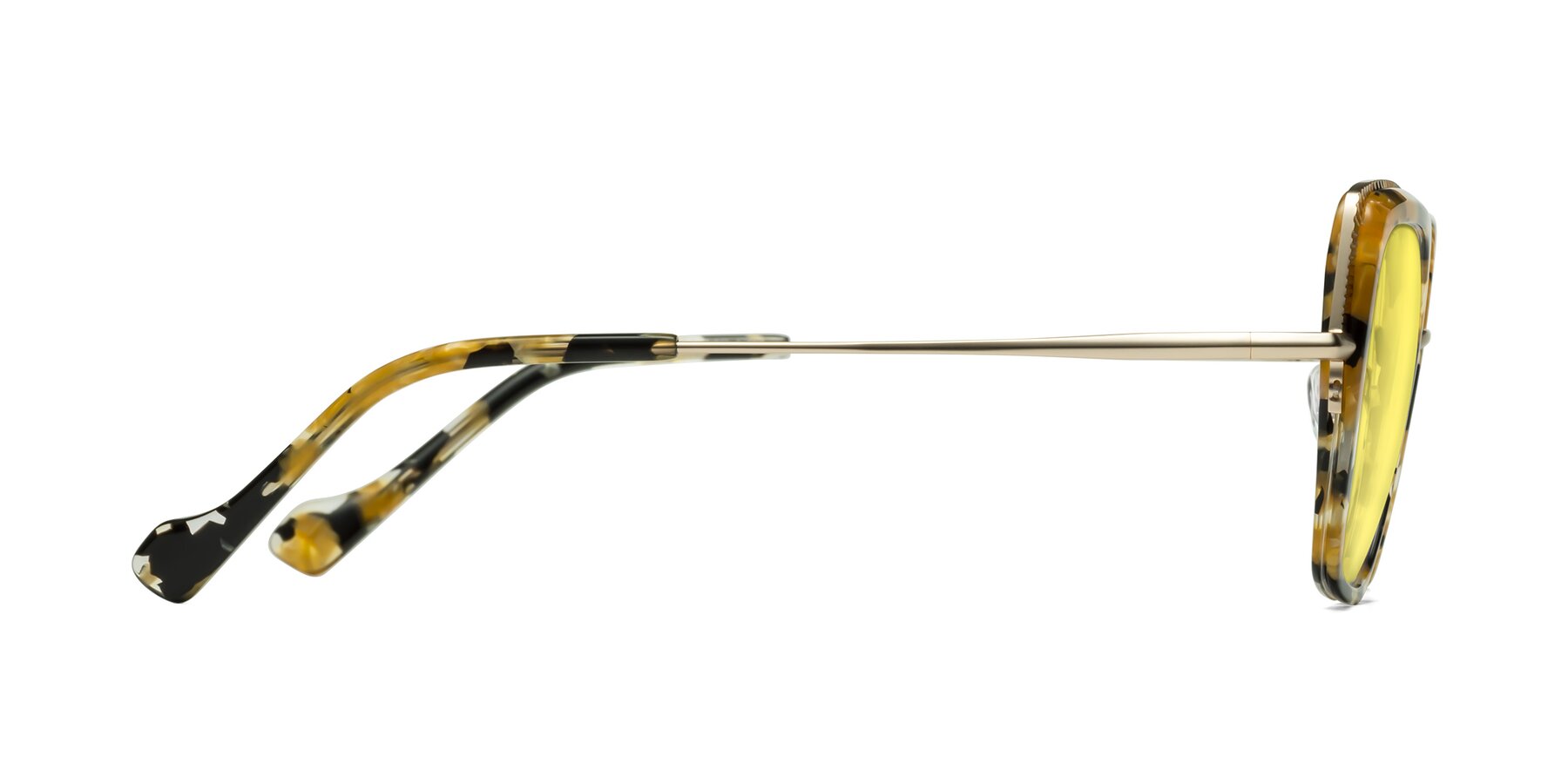 Side of Yates in Yellow Floral-Gold with Medium Yellow Tinted Lenses