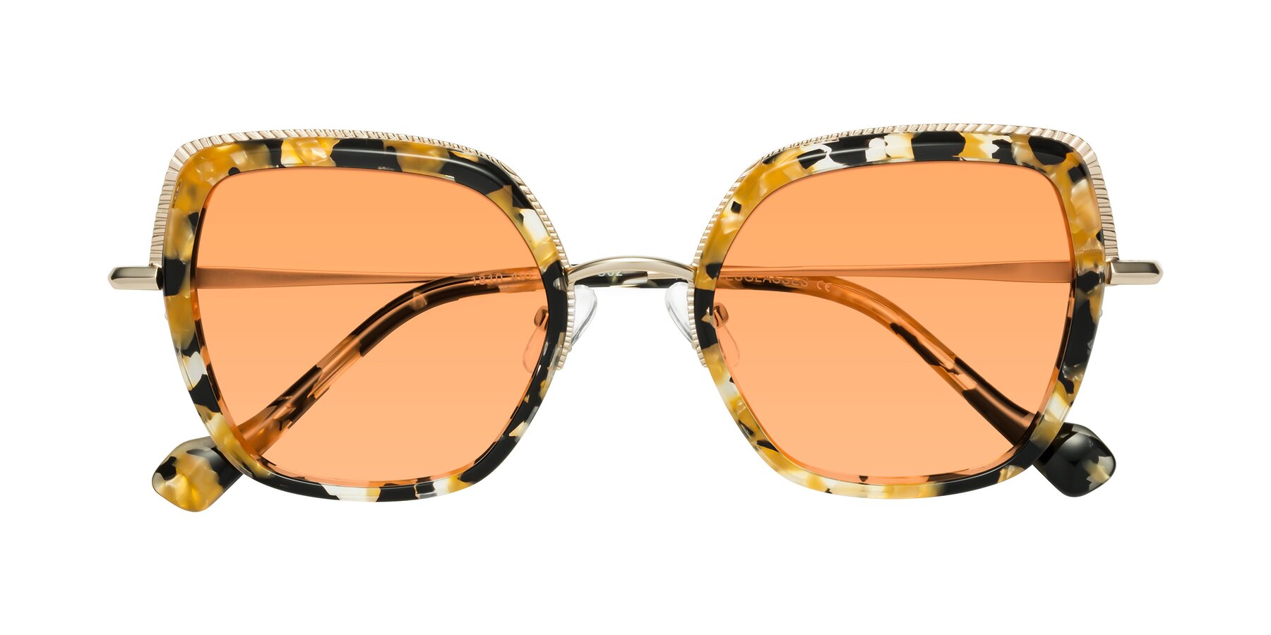 Folded Front of Yates in Yellow Floral-Gold with Medium Orange Tinted Lenses