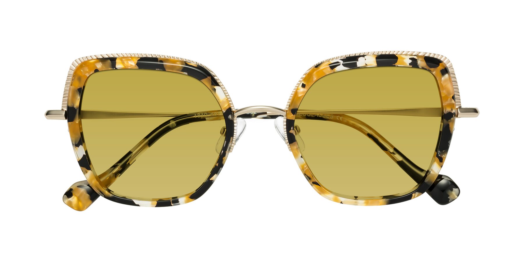 Folded Front of Yates in Yellow Floral-Gold with Champagne Tinted Lenses