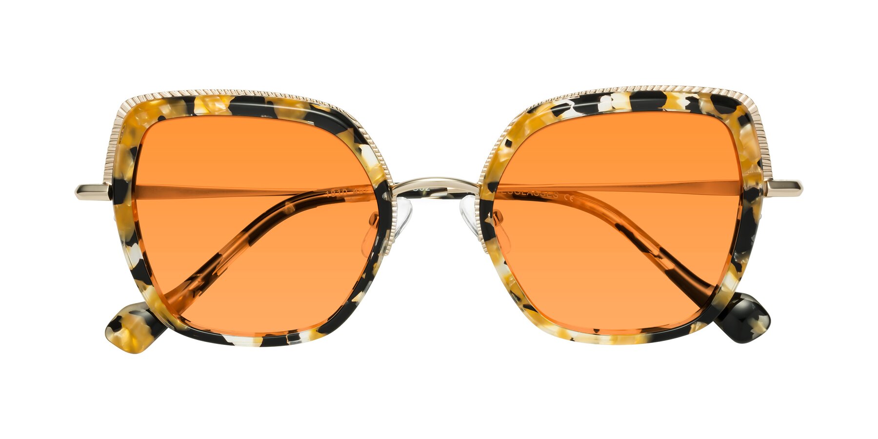 Folded Front of Yates in Yellow Floral-Gold with Orange Tinted Lenses