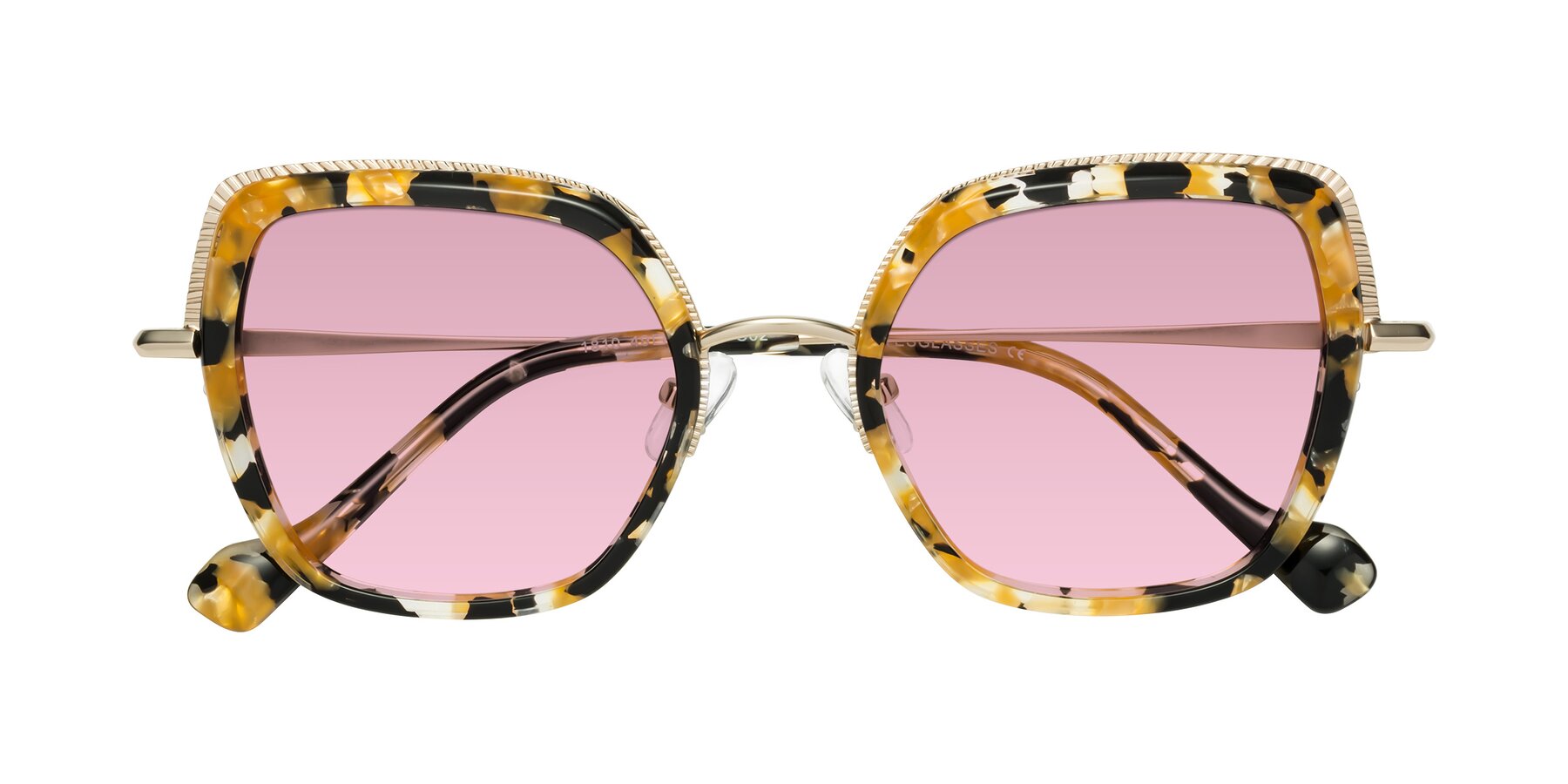 Folded Front of Yates in Yellow Floral-Gold with Light Wine Tinted Lenses