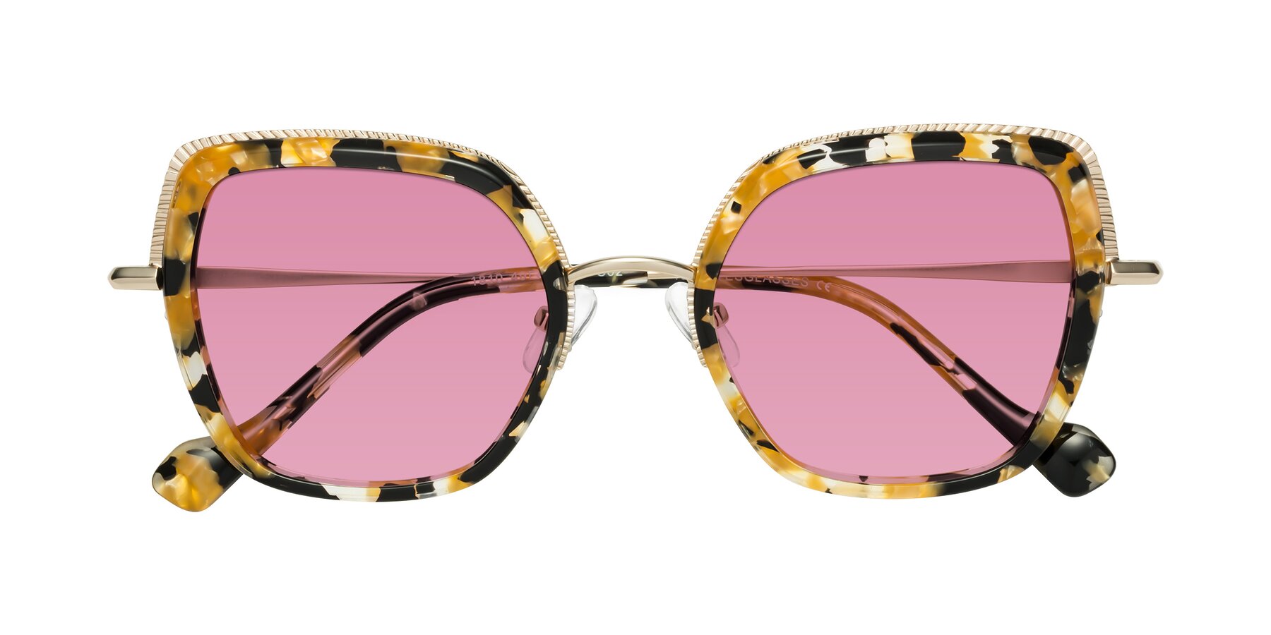 Folded Front of Yates in Yellow Floral-Gold with Medium Wine Tinted Lenses