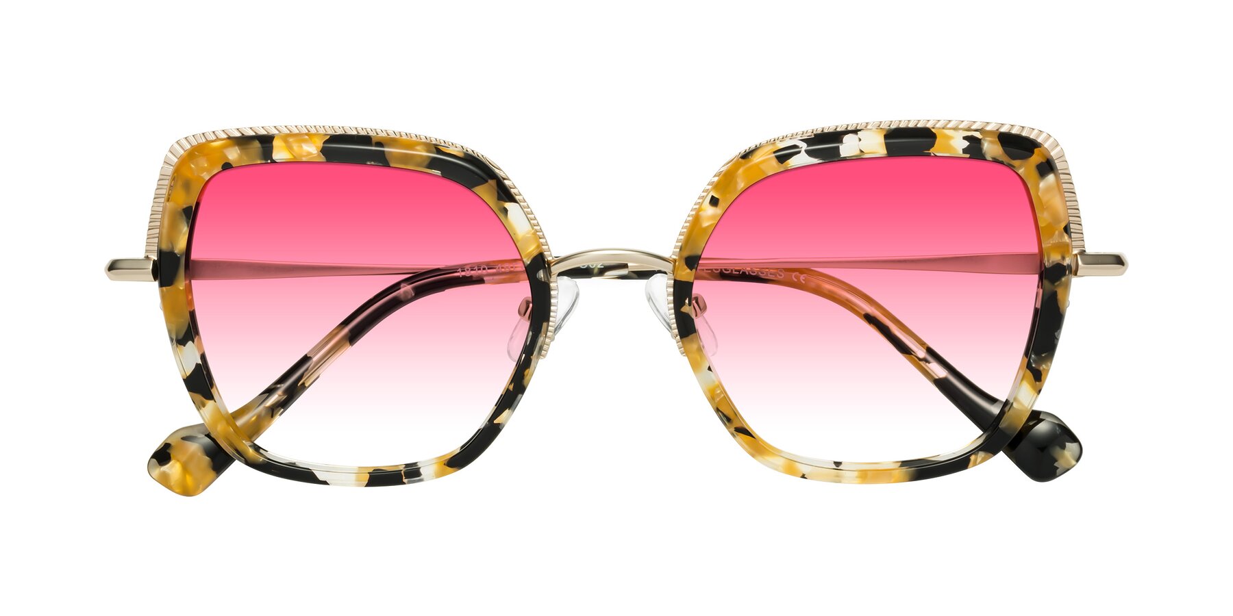 Folded Front of Yates in Yellow Floral-Gold with Pink Gradient Lenses