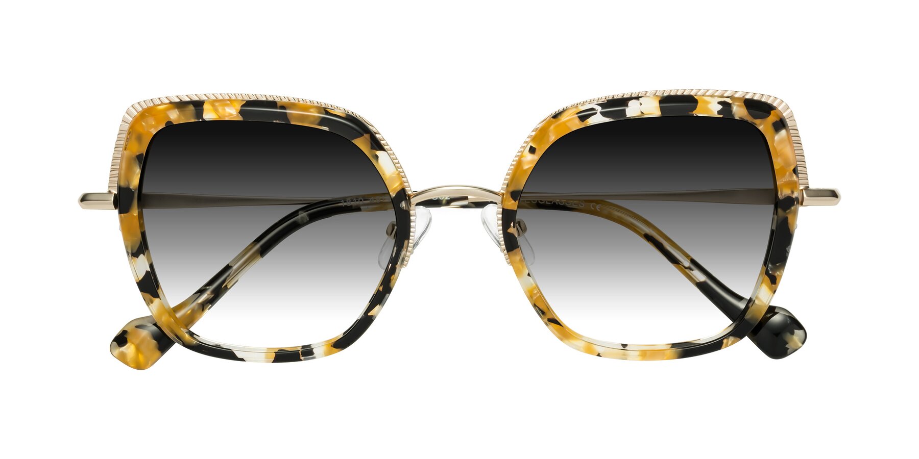 Folded Front of Yates in Yellow Floral-Gold with Gray Gradient Lenses