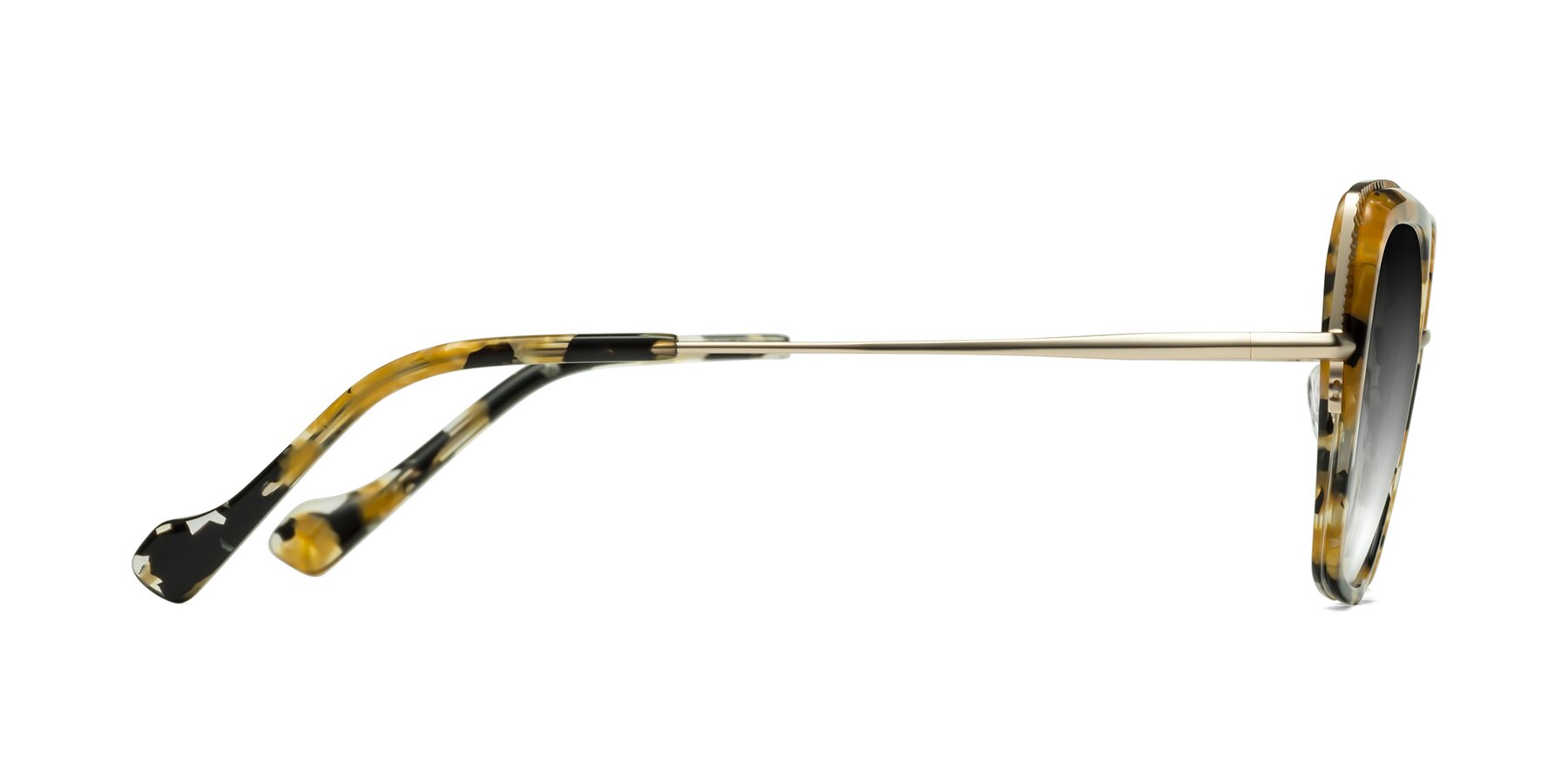 Side of Yates in Yellow Floral-Gold with Gray Gradient Lenses