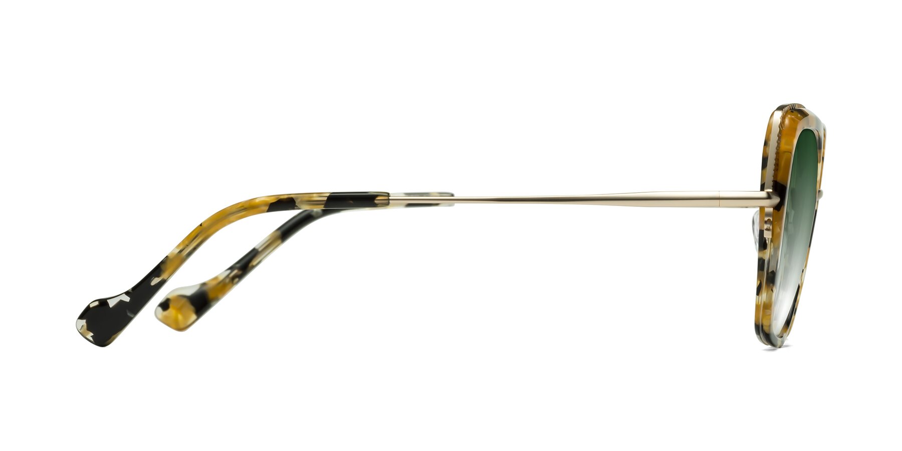 Side of Yates in Yellow Floral-Gold with Green Gradient Lenses