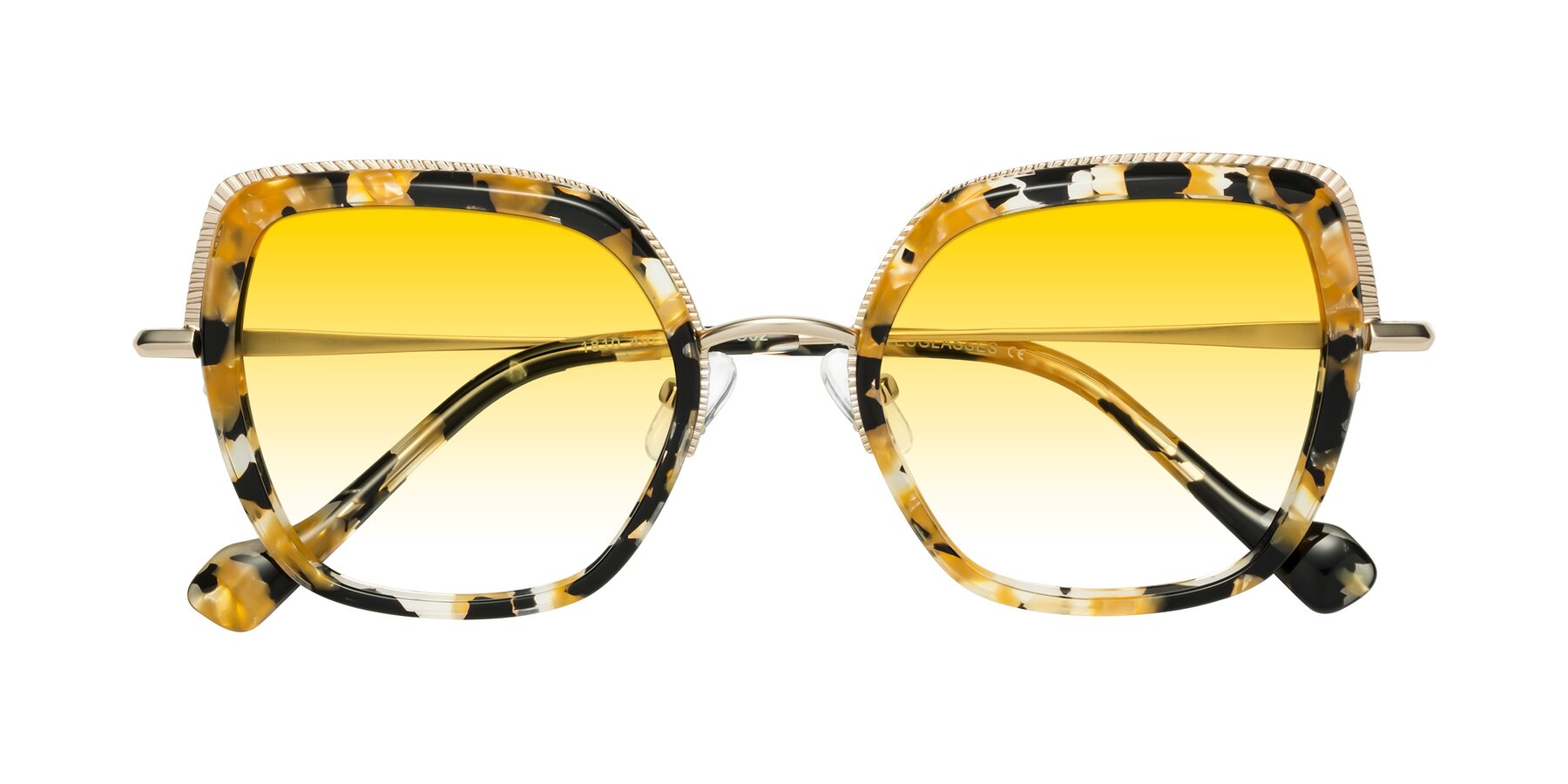 Folded Front of Yates in Yellow Floral-Gold with Yellow Gradient Lenses