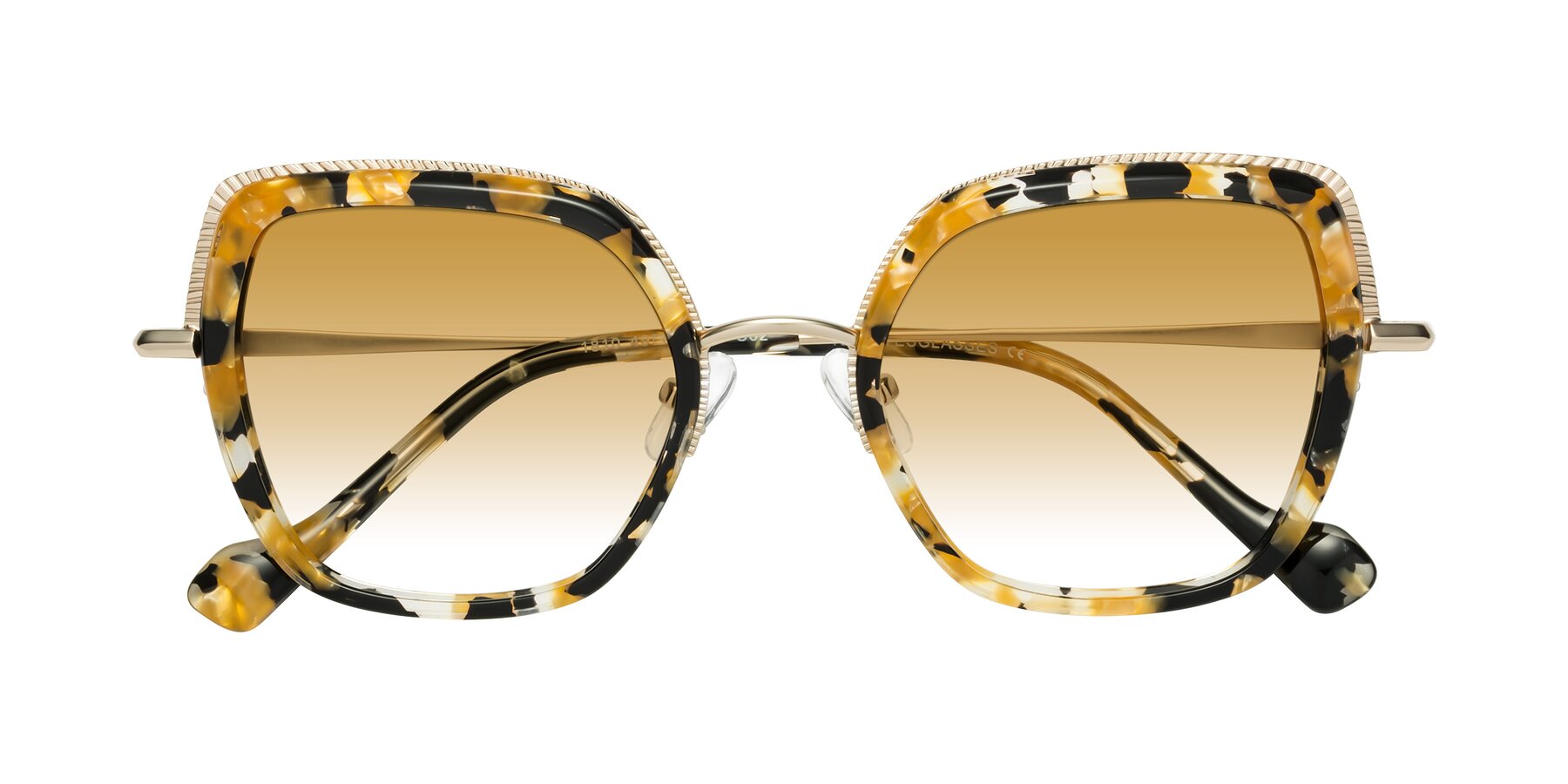 Folded Front of Yates in Yellow Floral-Gold with Champagne Gradient Lenses