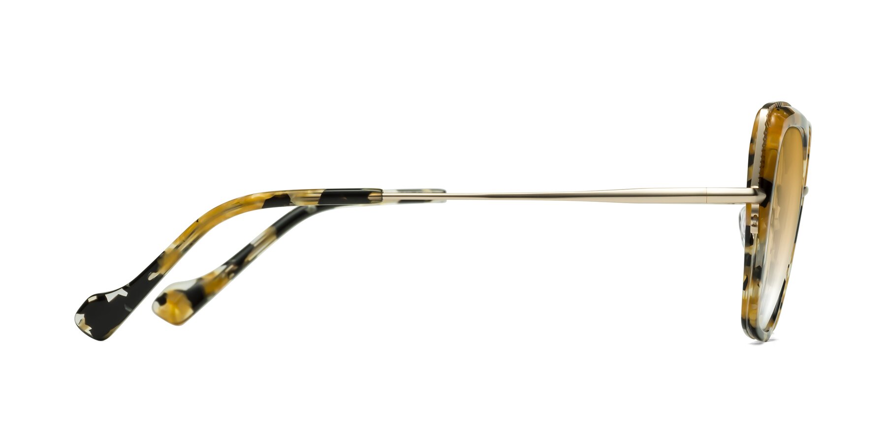 Side of Yates in Yellow Floral-Gold with Champagne Gradient Lenses