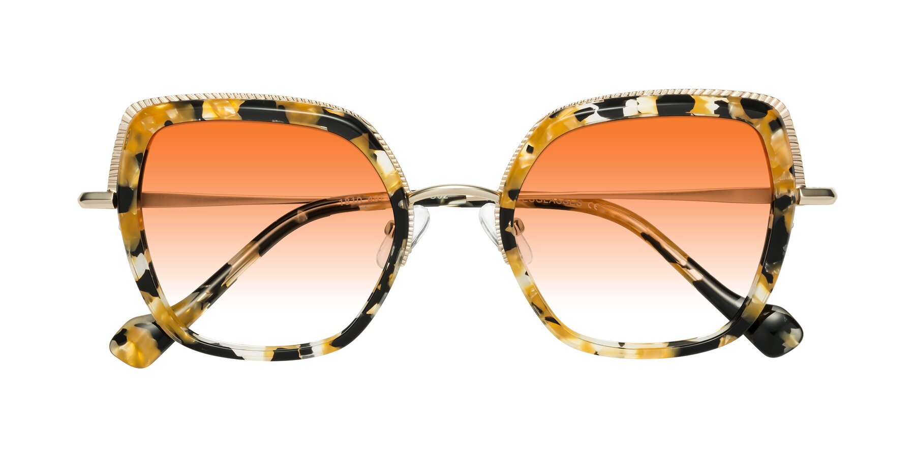 Folded Front of Yates in Yellow Floral-Gold with Orange Gradient Lenses