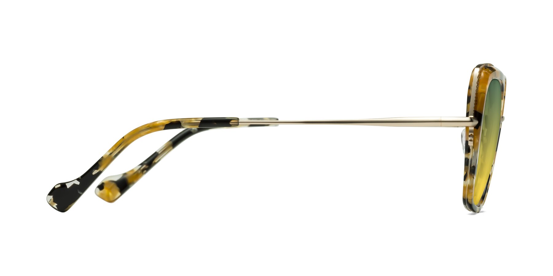 Side of Yates in Yellow Floral-Gold with Green / Yellow Gradient Lenses