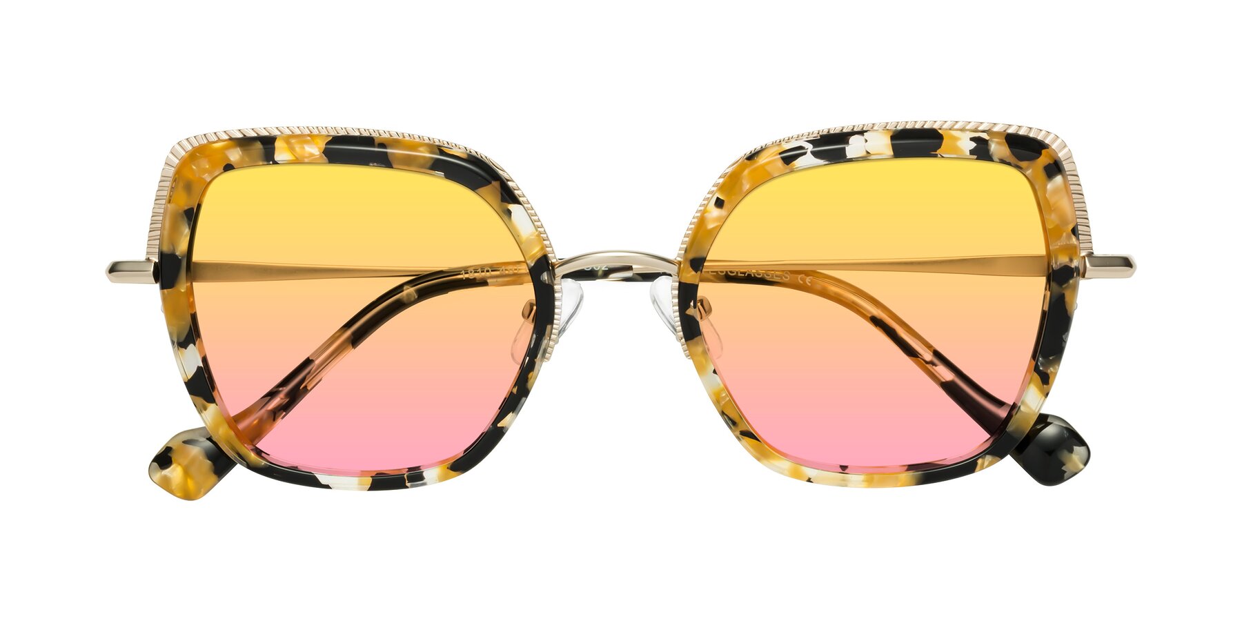 Folded Front of Yates in Yellow Floral-Gold with Yellow / Pink Gradient Lenses