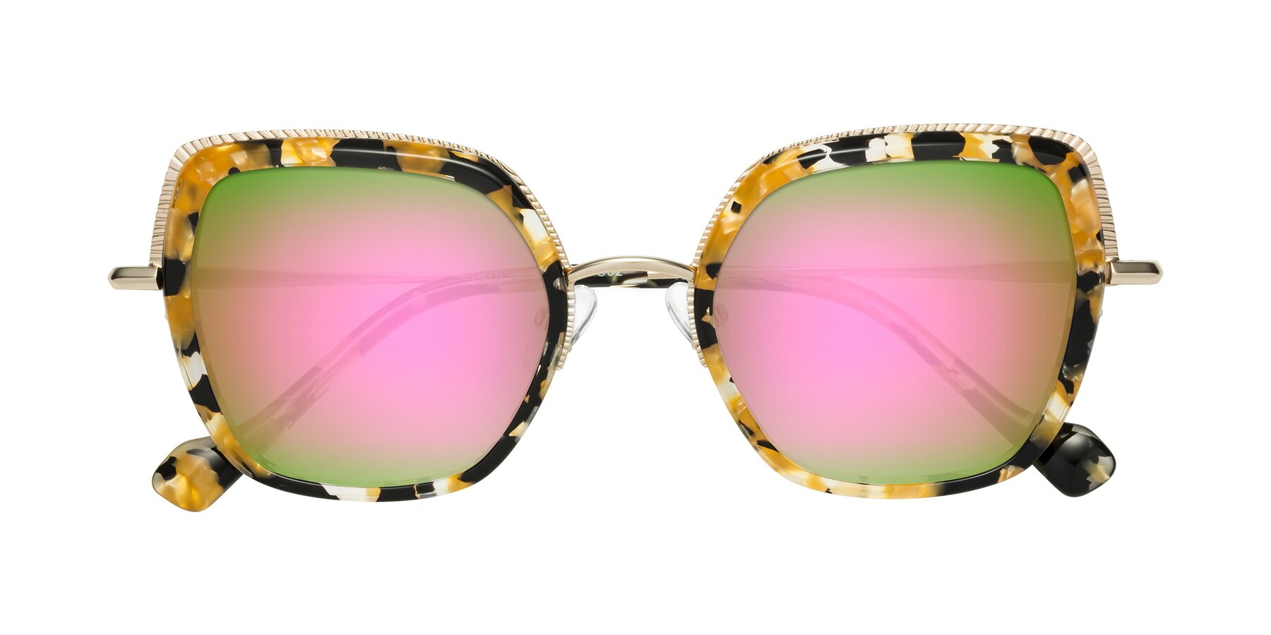 Folded Front of Yates in Yellow Floral-Gold with Pink Mirrored Lenses